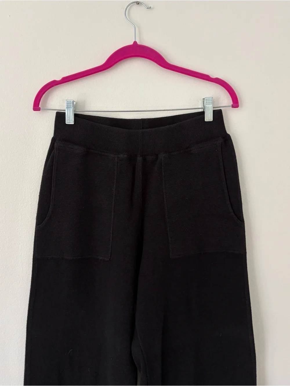 J Crew Collection Black Wool Cotton Cropped Wide Leg Pull On Knit Pants Medium